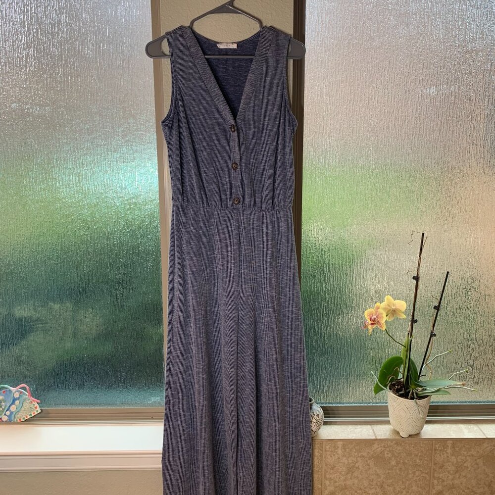 Blue Sleeveless Jumpsuit with Buttons